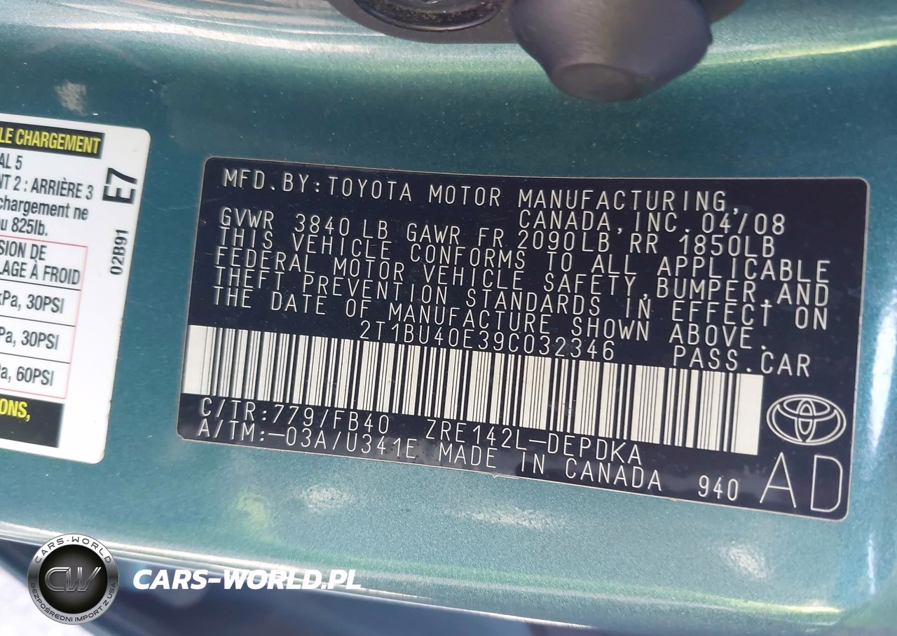 2009 Toyota Corolla Le VIN:2T1BU40E39C032346 - 9