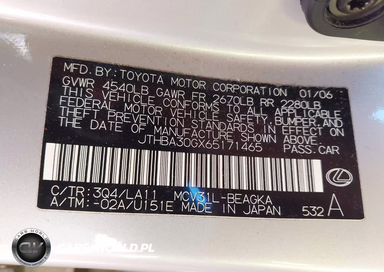 2006 Lexus Es 330 VIN:JTHBA30GX65171465 - 9