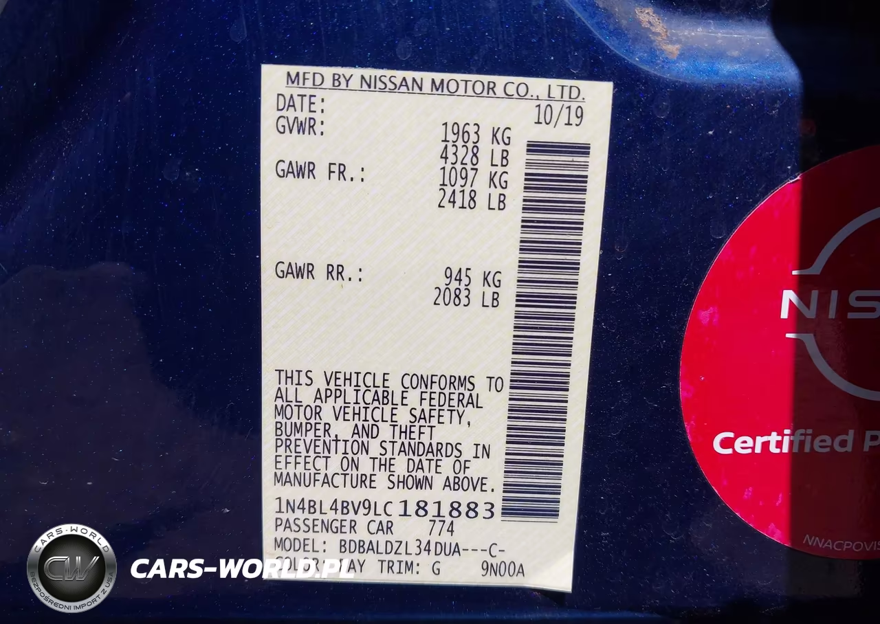2020 Nissan Altima S Fwd VIN:1N4BL4BV9LC181883 - 9