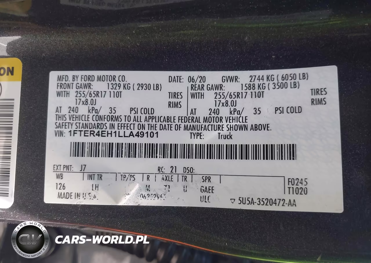 2020 Ford Ranger Xlt VIN:1FTER4EH1LLA49101 - 9