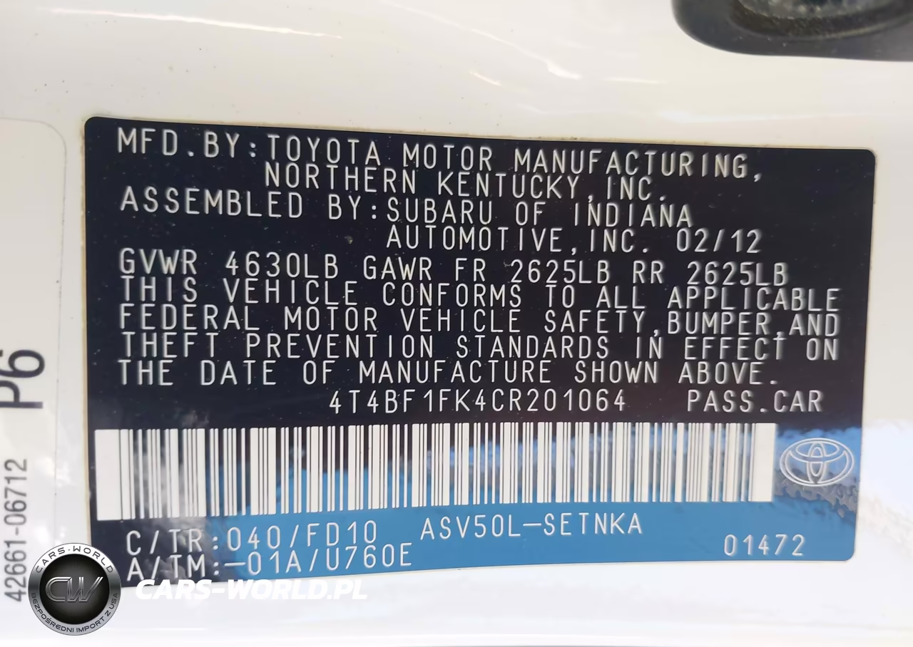 2012 Toyota Camry Le VIN:4T4BF1FK4CR201064 - 9
