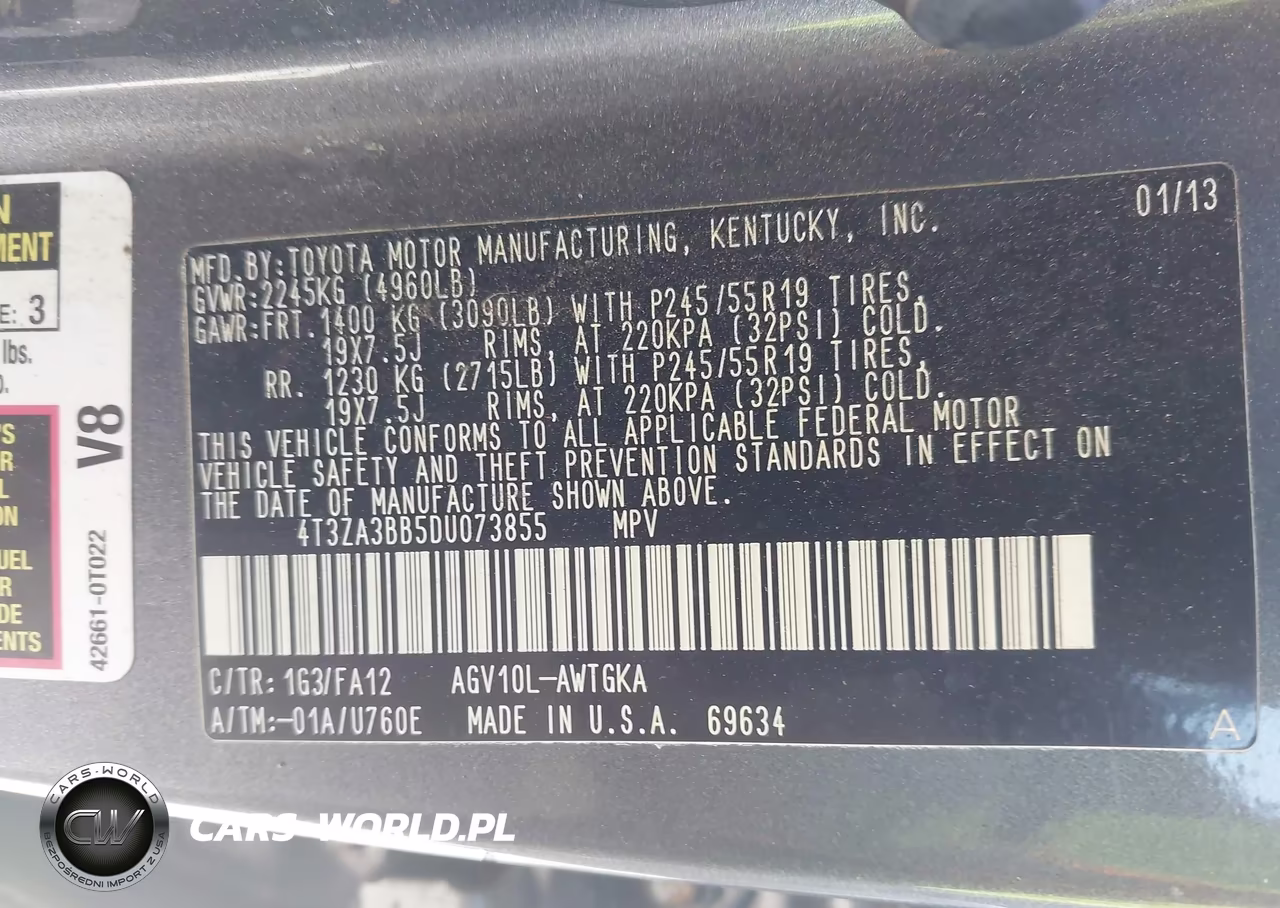 2013 Toyota Venza Le VIN:4T3ZA3BB5DU073855 - 9
