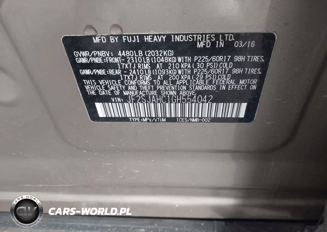 2016 Subaru Forester 2.5I Limited VIN:JF2SJAHC1GH554042 - 9