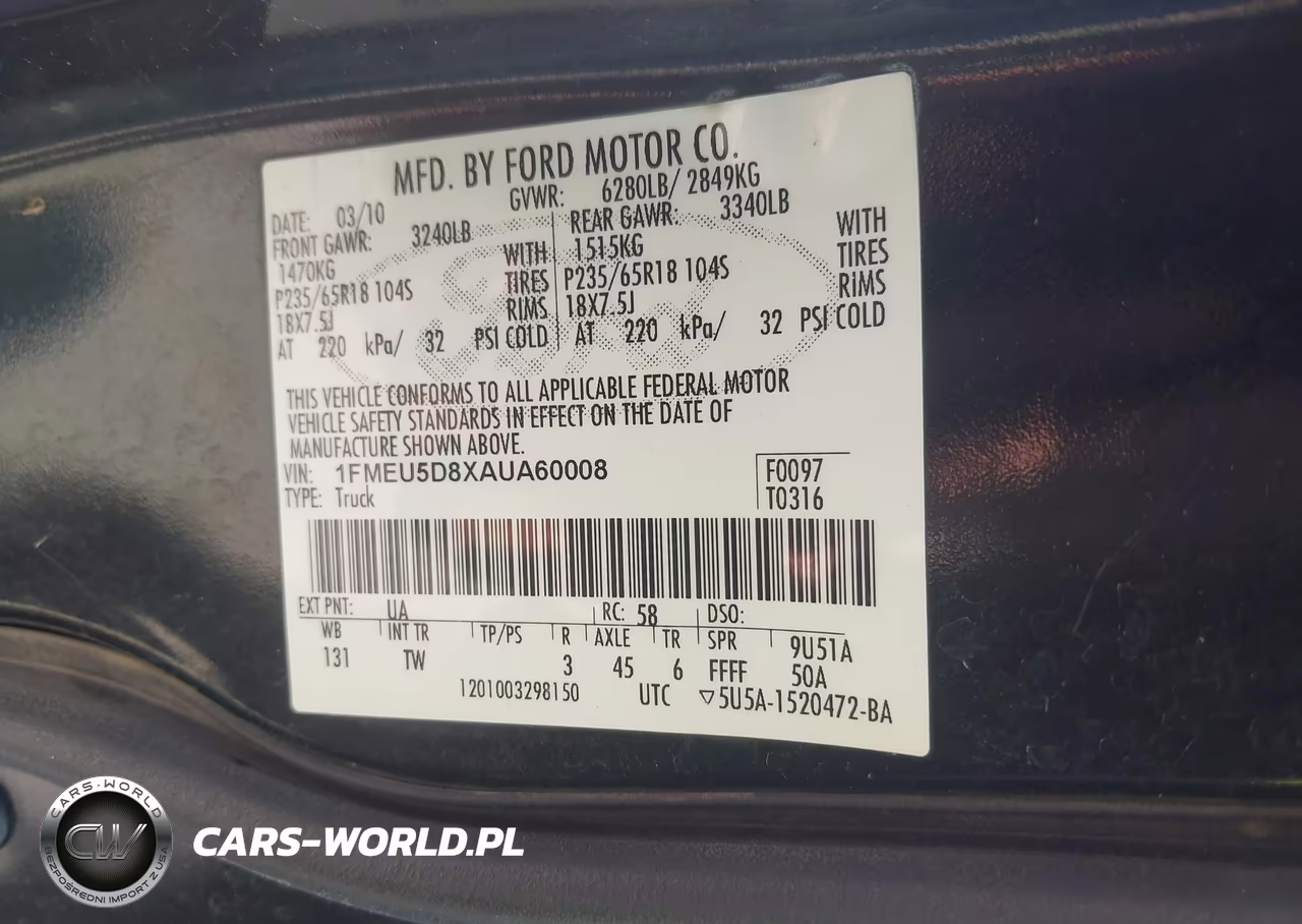 2010 Ford Explorer Sport Trac Limited VIN:1FMEU5D8XAUA60008 - 9