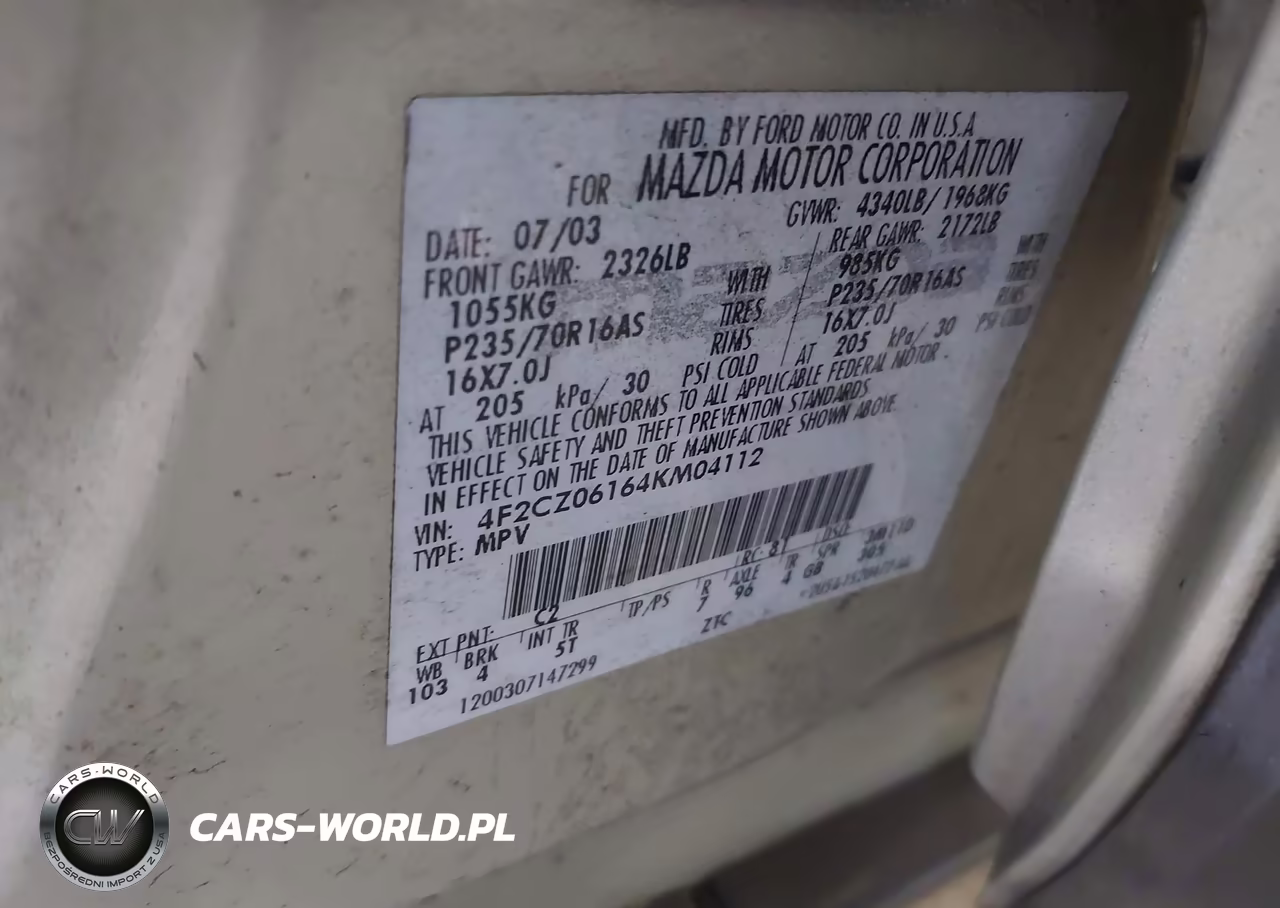 2004 Mazda Tribute Es V6 VIN:4F2CZ06164KM04112 - 9