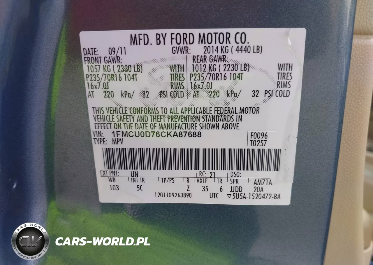 2012 Ford Escape Xlt VIN:1FMCU0D76CKA87688 - 9