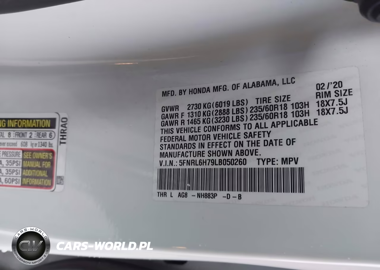 2020 Honda Odyssey Ex-L-Ex-L W-Navi Res VIN:5FNRL6H79LB050260 - 9