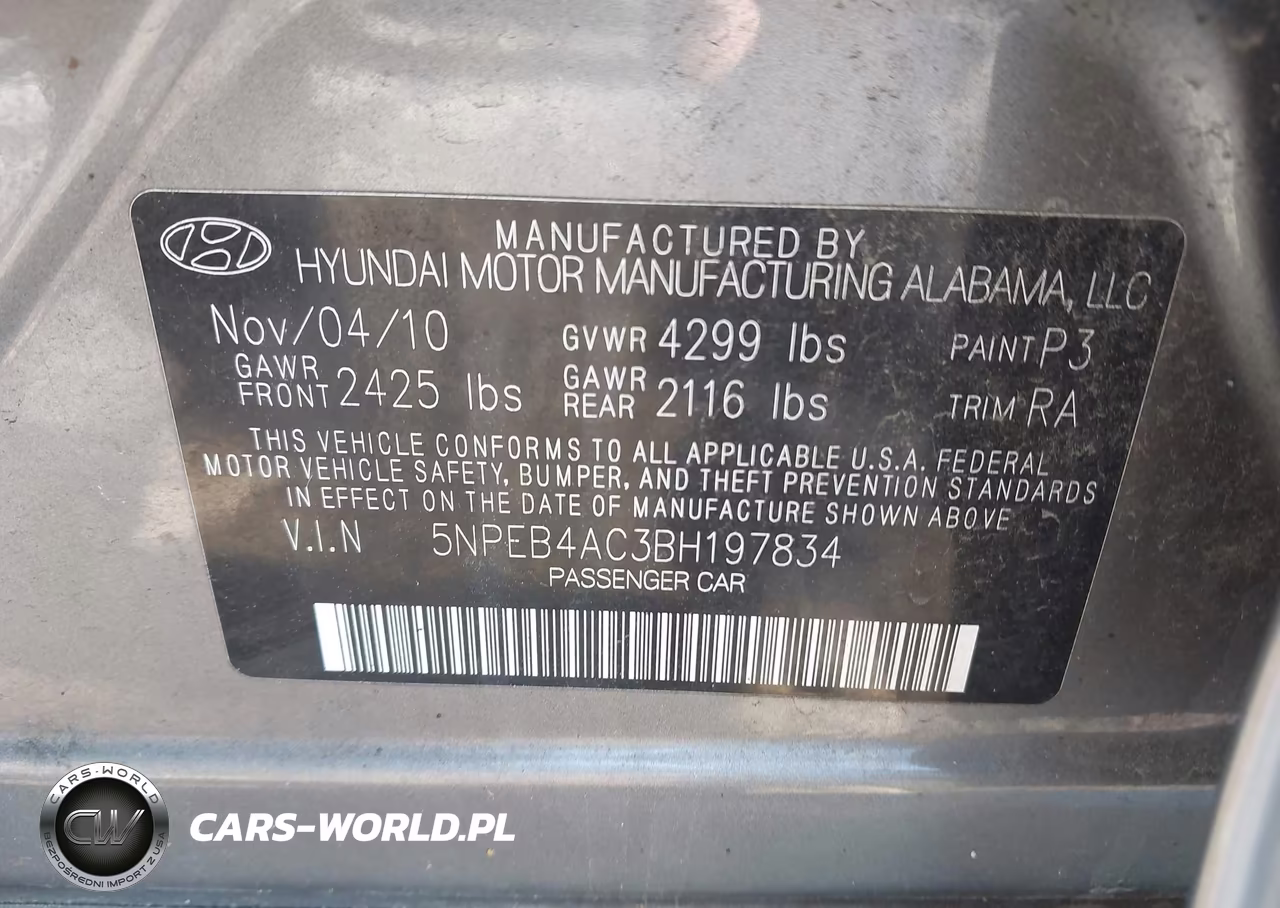 2011 Hyundai Sonata Gls VIN:5NPEB4AC3BH197834 - 9