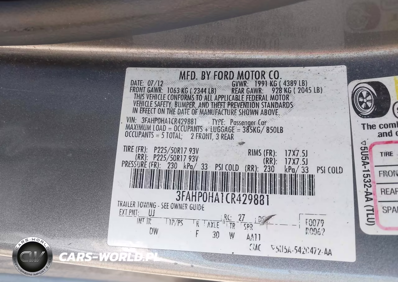 2012 Ford Fusion Se VIN:3FAHP0HA1CR429881 - 9