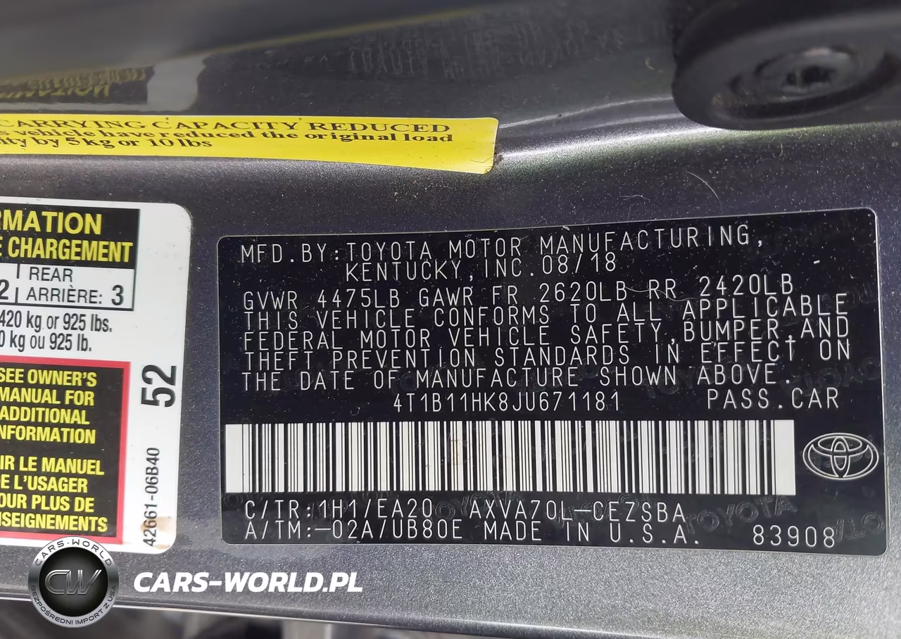 2018 Toyota Camry Se VIN:4T1B11HK8JU671181 - 9