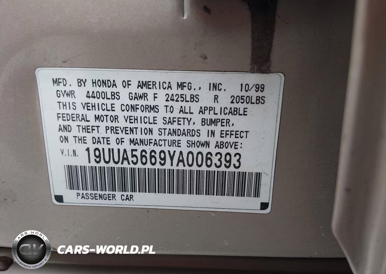 2000 Acura Tl 3.2 VIN:19UUA5669YA006393 - 9