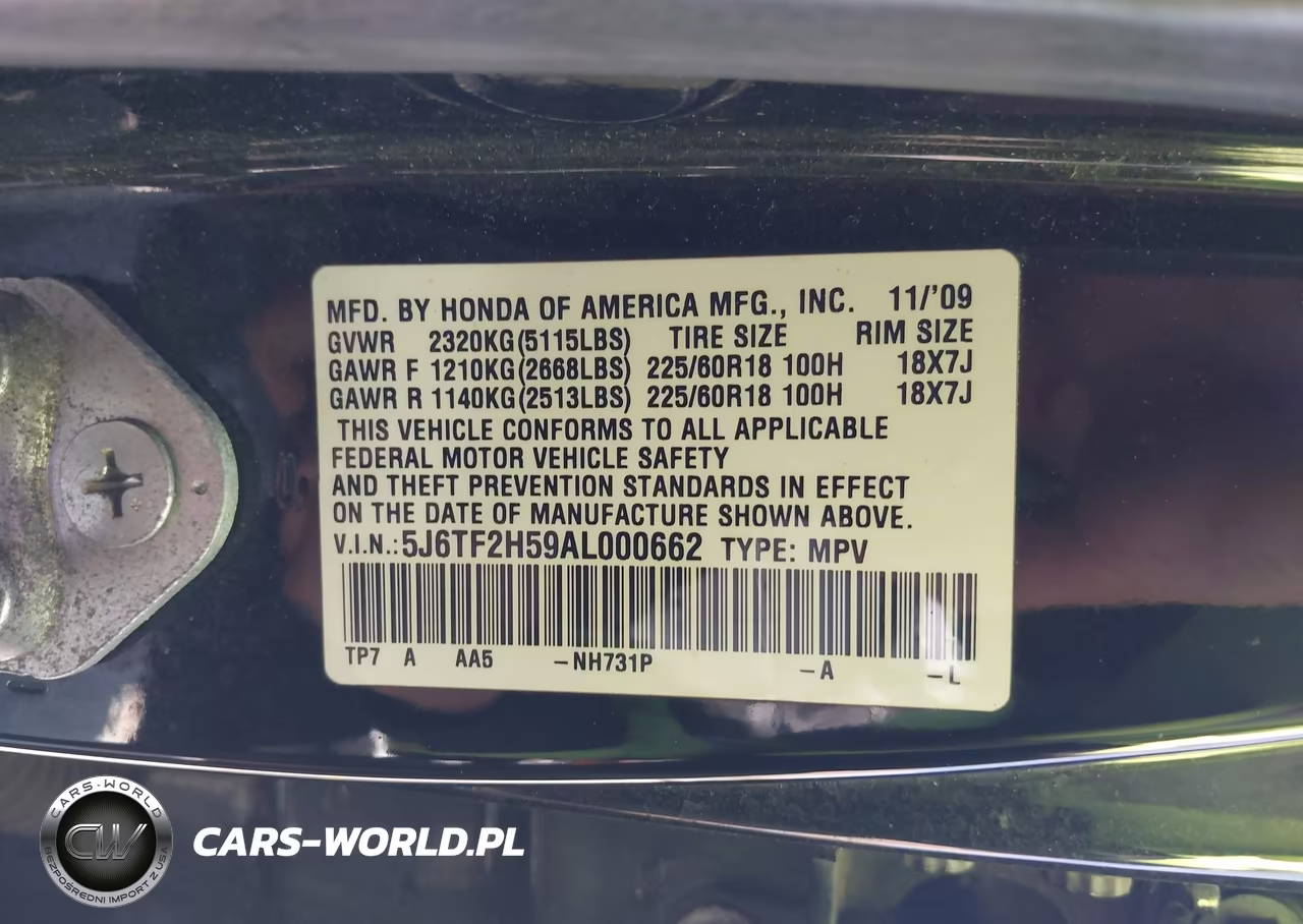 2010 Honda Accord Crosstour Ex-L VIN:5J6TF2H59AL000662 - 9