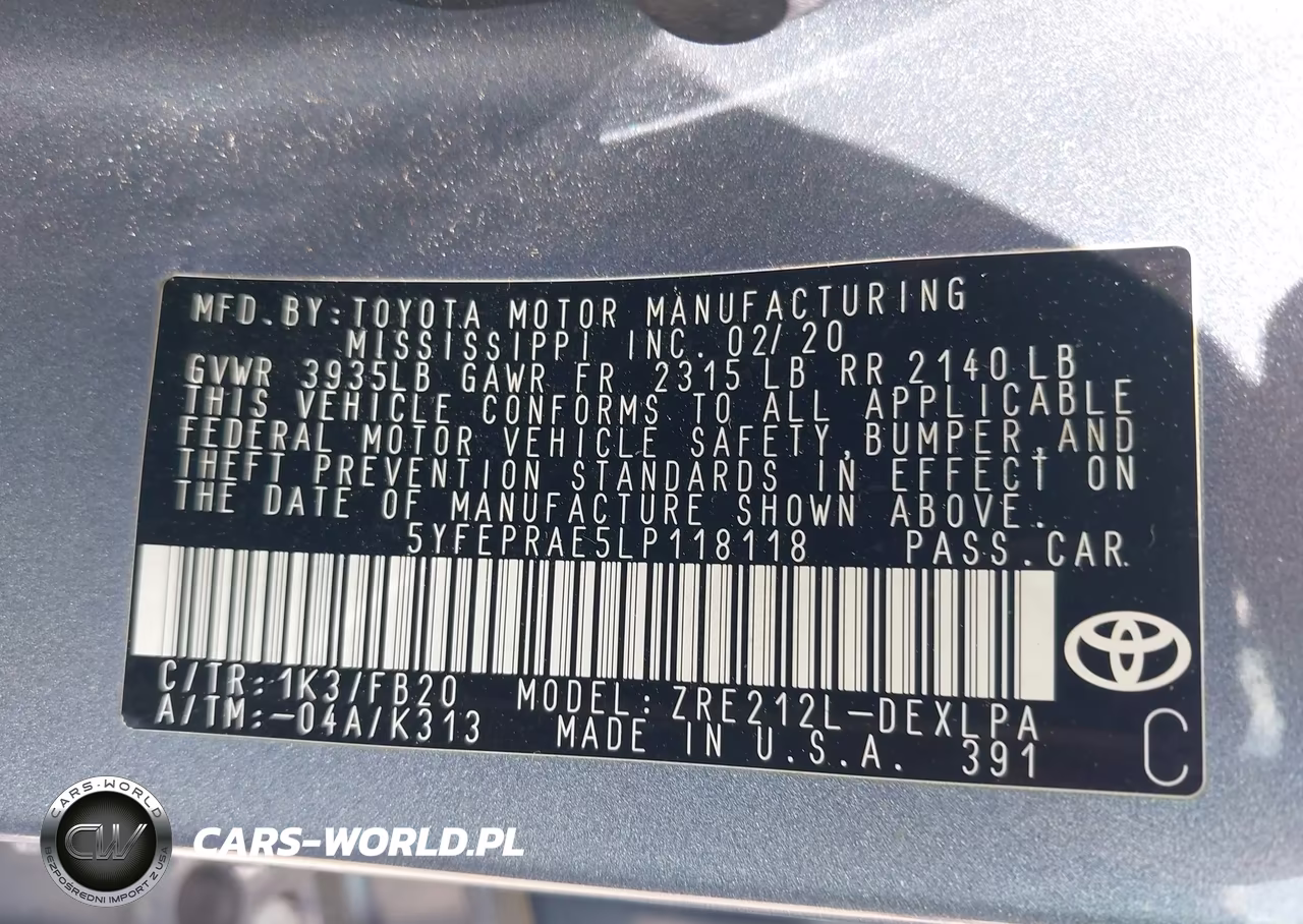 2020 Toyota Corolla Le VIN:5YFEPRAE5LP118118 - 9