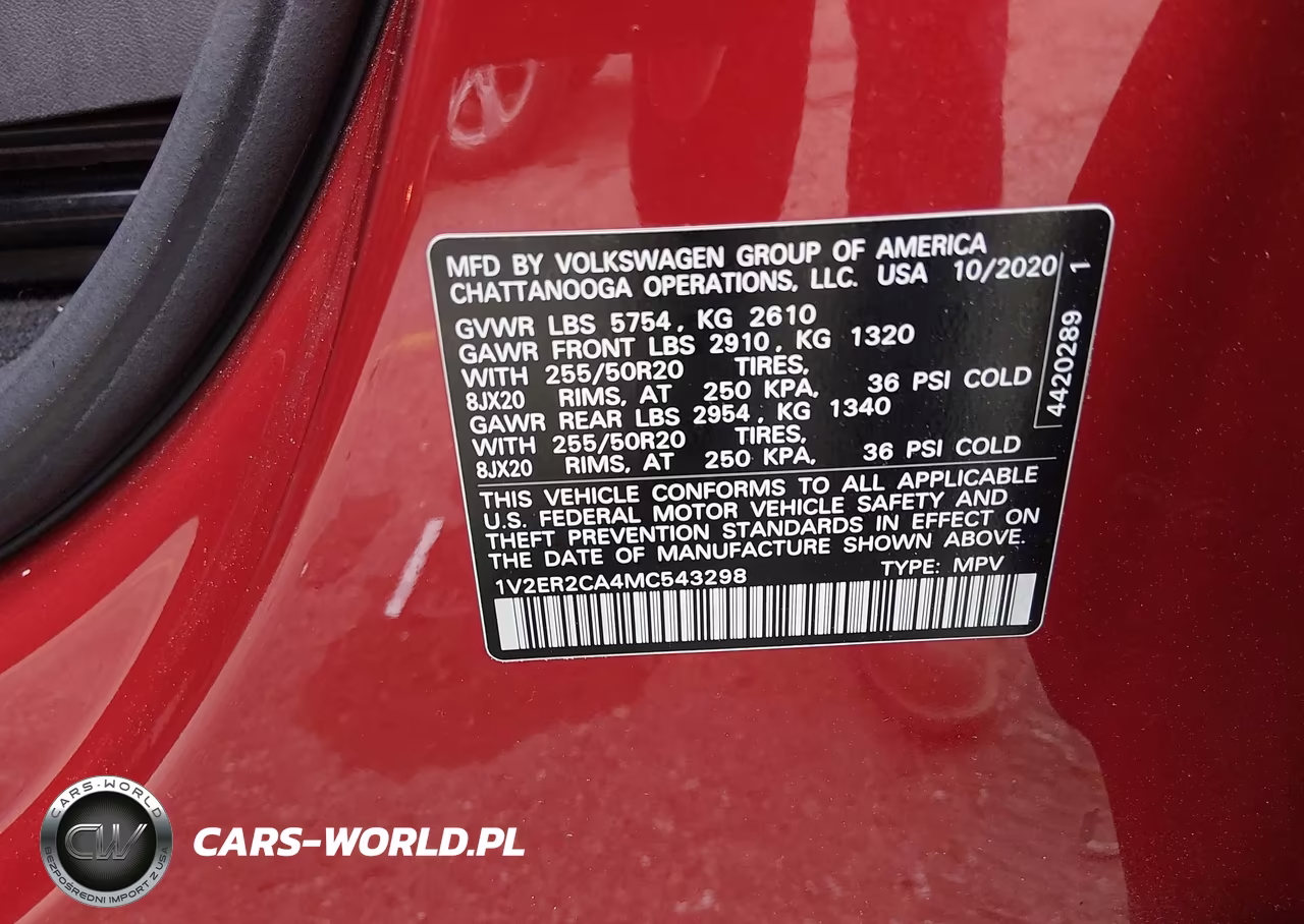2021 Volkswagen Atlas 3.6L V6 Sel VIN:1V2ER2CA4MC543298 - 9