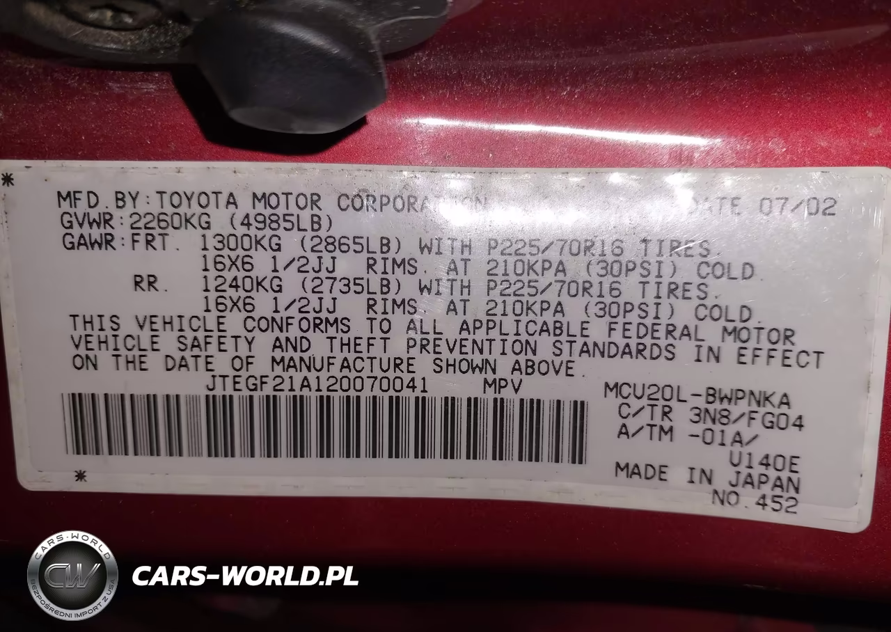 2002 Toyota Highlander V6 VIN:JTEGF21A120070041 - 9
