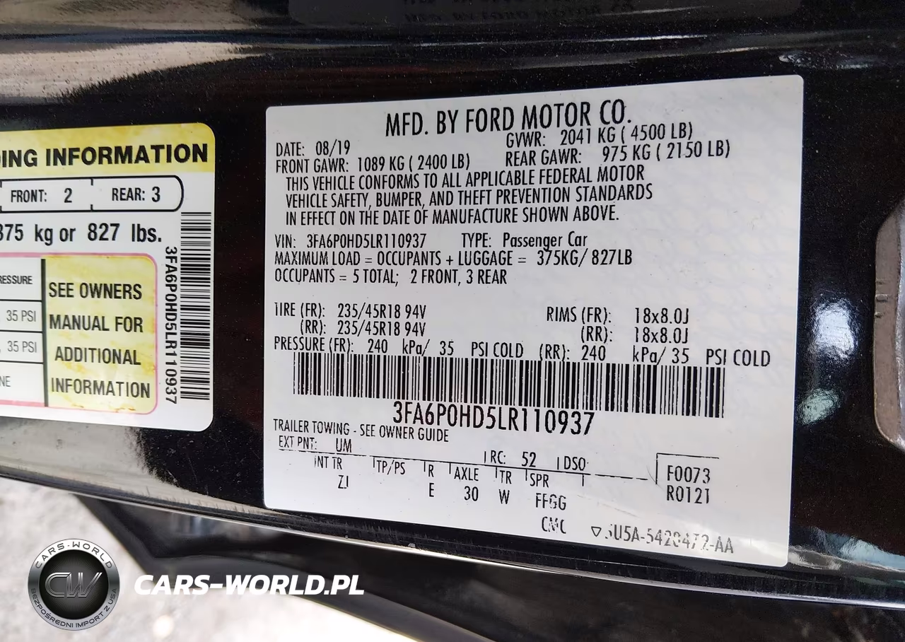 2020 Ford Fusion Se VIN:3FA6P0HD5LR110937 - 9