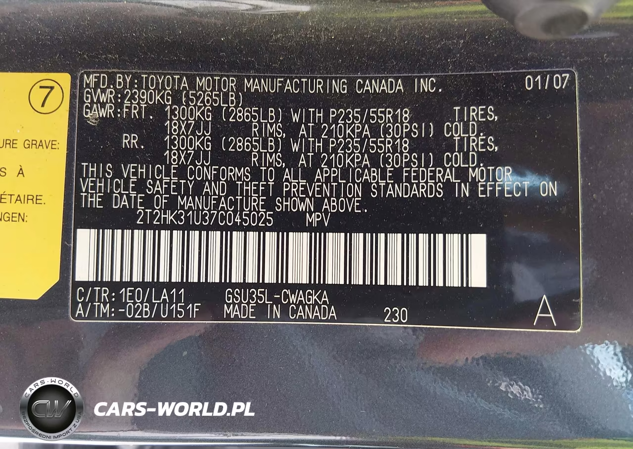 2007 Lexus Rx 350 VIN:2T2HK31U37C045025 - 9