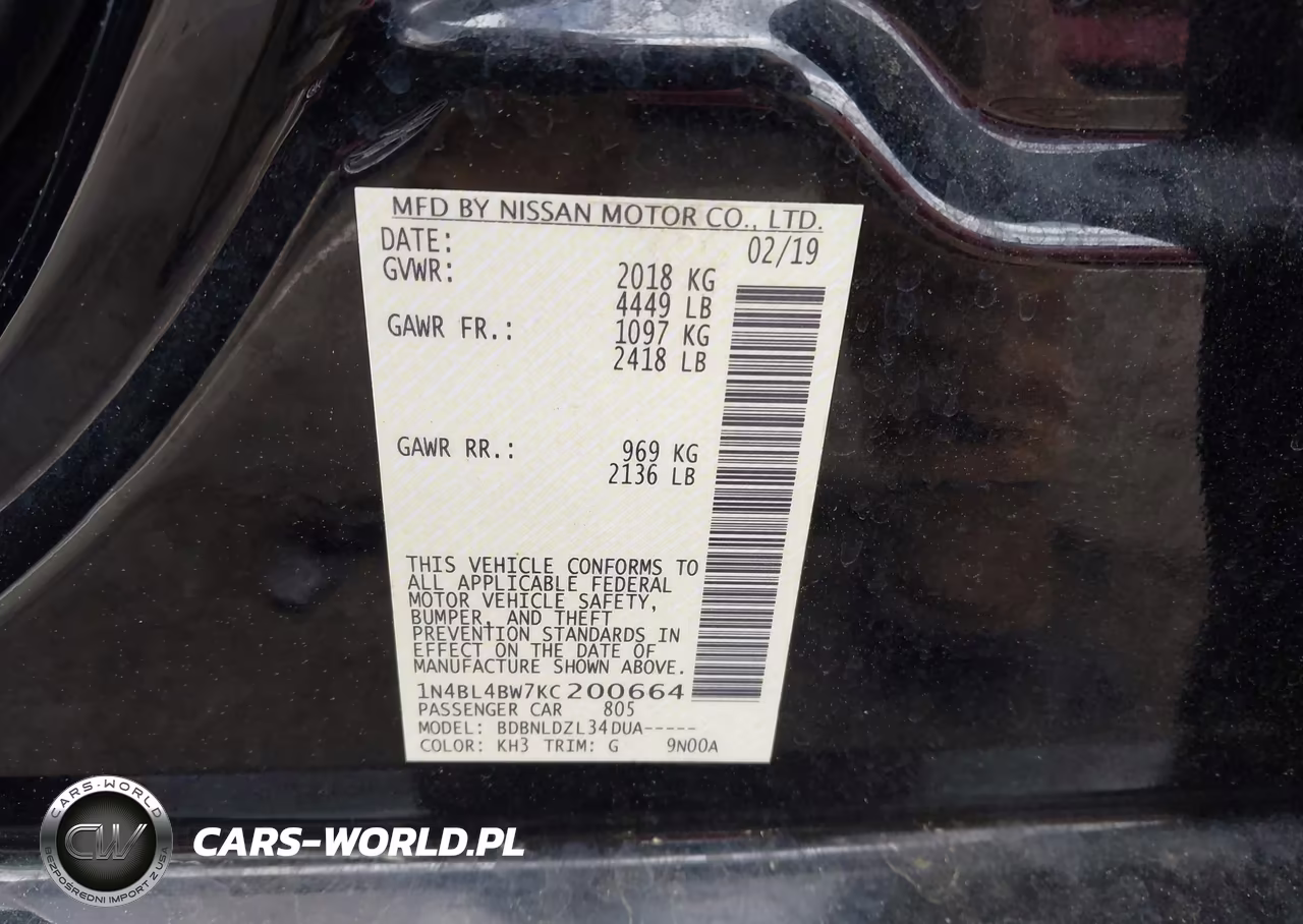 2019 Nissan Altima 2.5 S VIN:1N4BL4BW7KC200664 - 9
