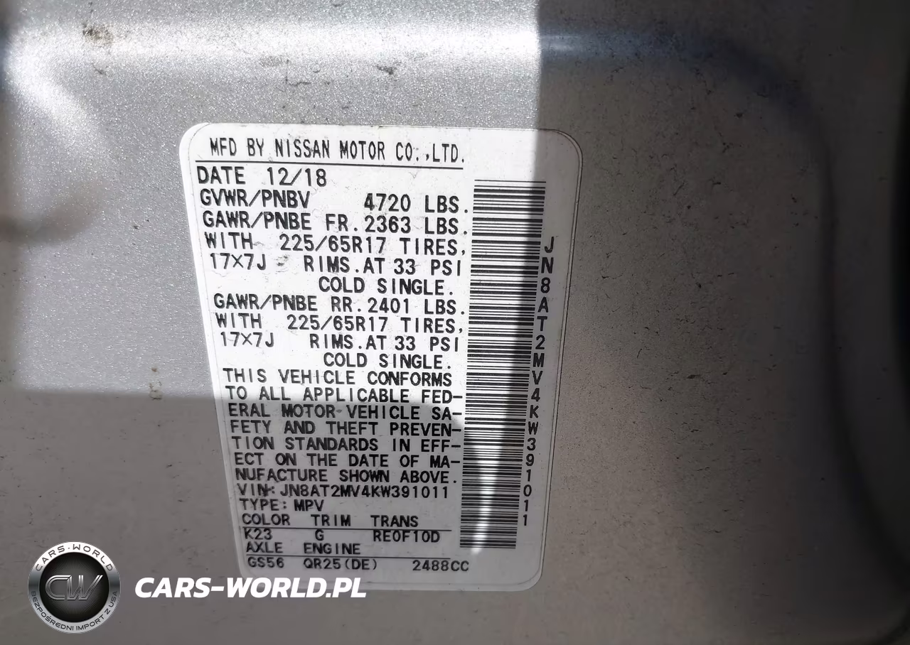 2019 Nissan Rogue Sv VIN:JN8AT2MV4KW391011 - 9