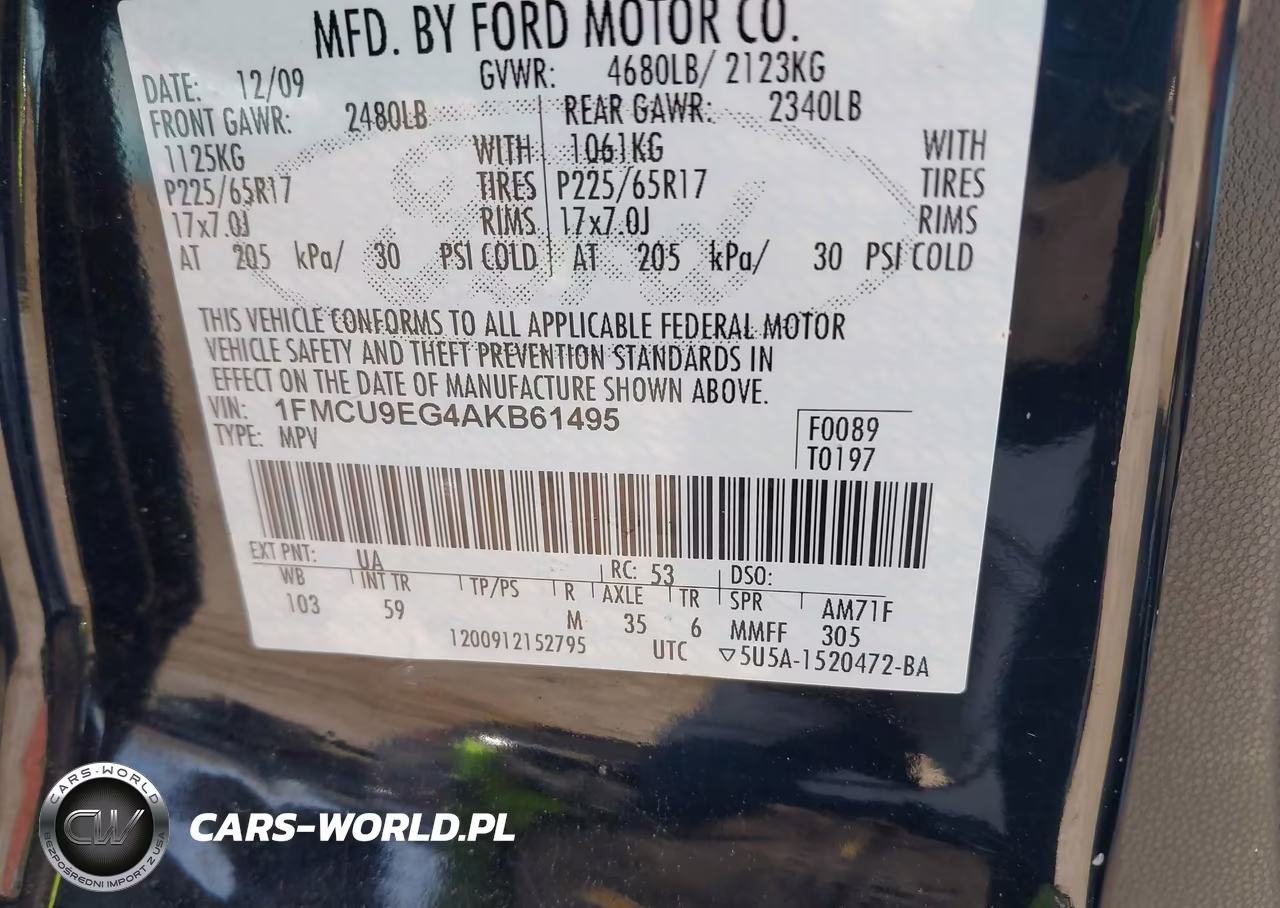 2010 Ford Escape Limited VIN:1FMCU9EG4AKB61495 - 9