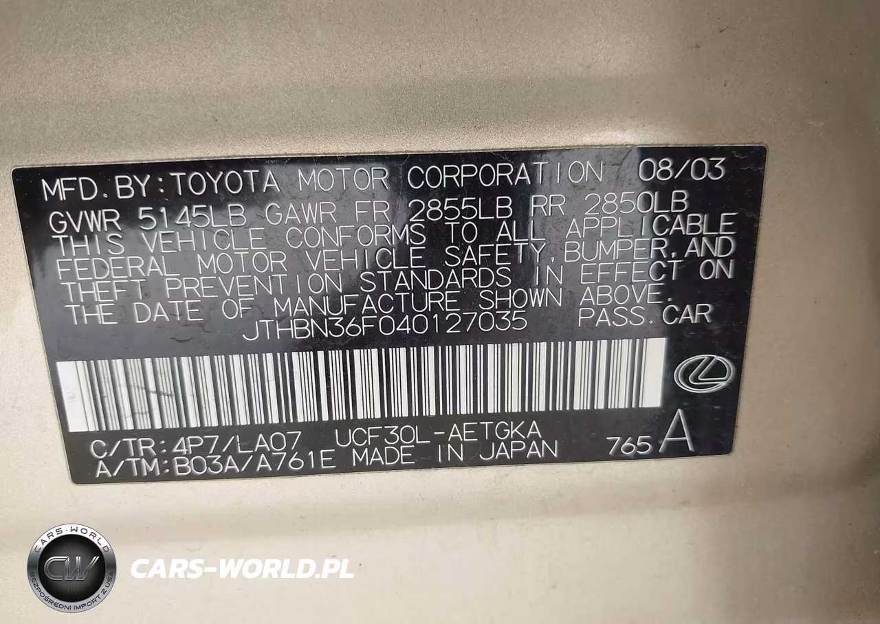 2004 Lexus Ls 430 VIN:JTHBN36F040127035 - 9