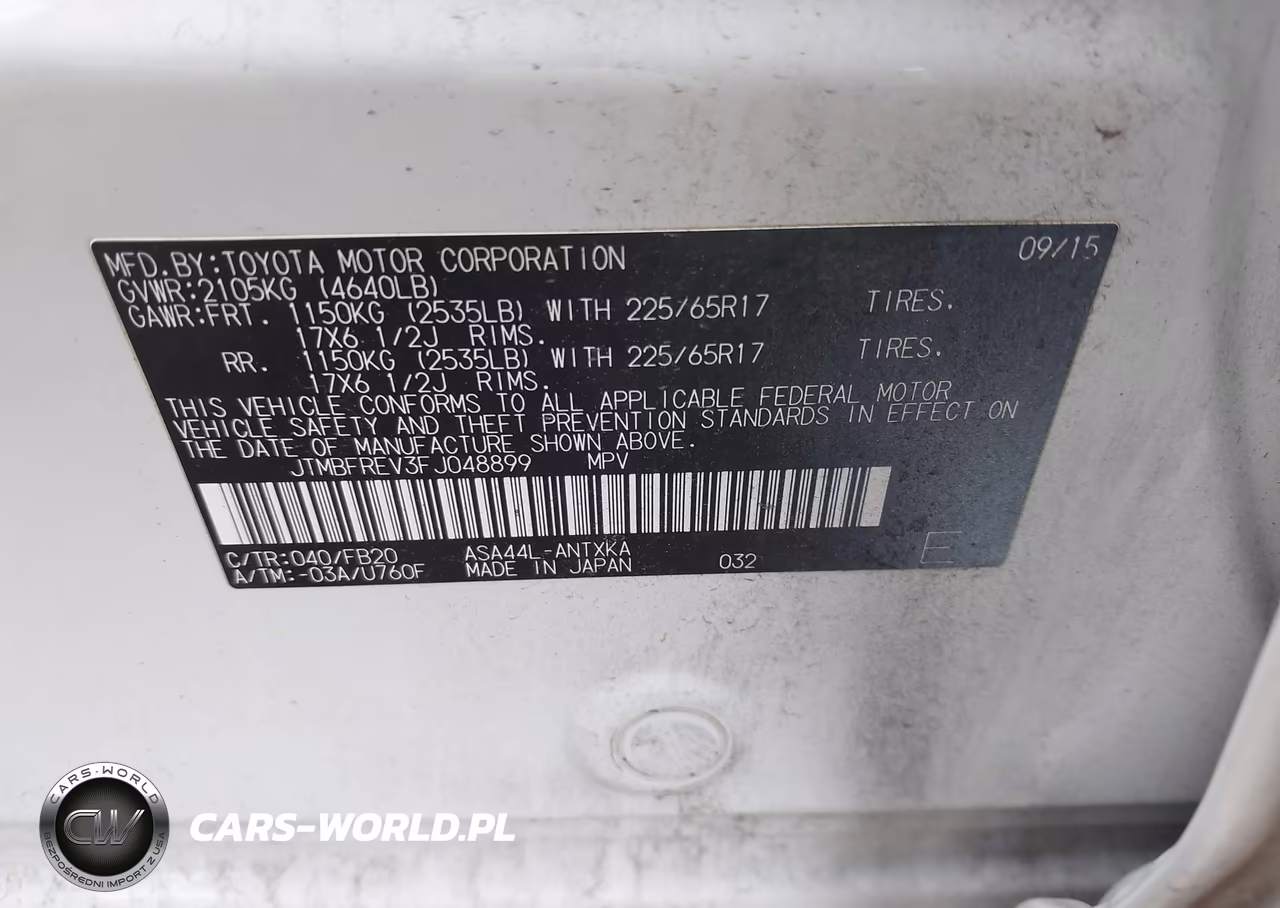 2015 Toyota Rav4 Le VIN:JTMBFREV3FJ048899 - 9
