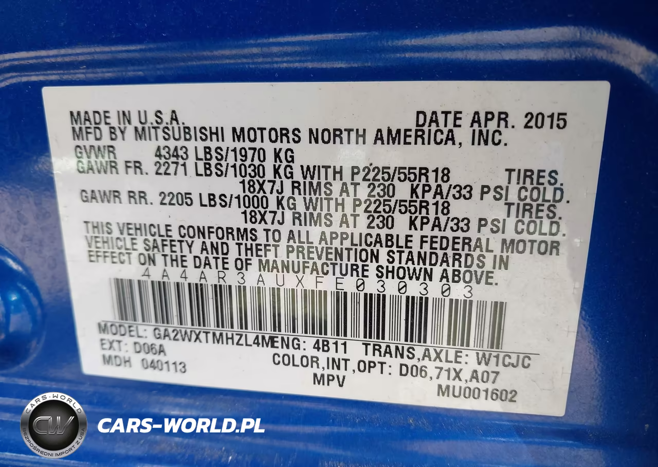2015 Mitsubishi Outlander Sport Es VIN:4A4AR3AUXFE030303 - 9
