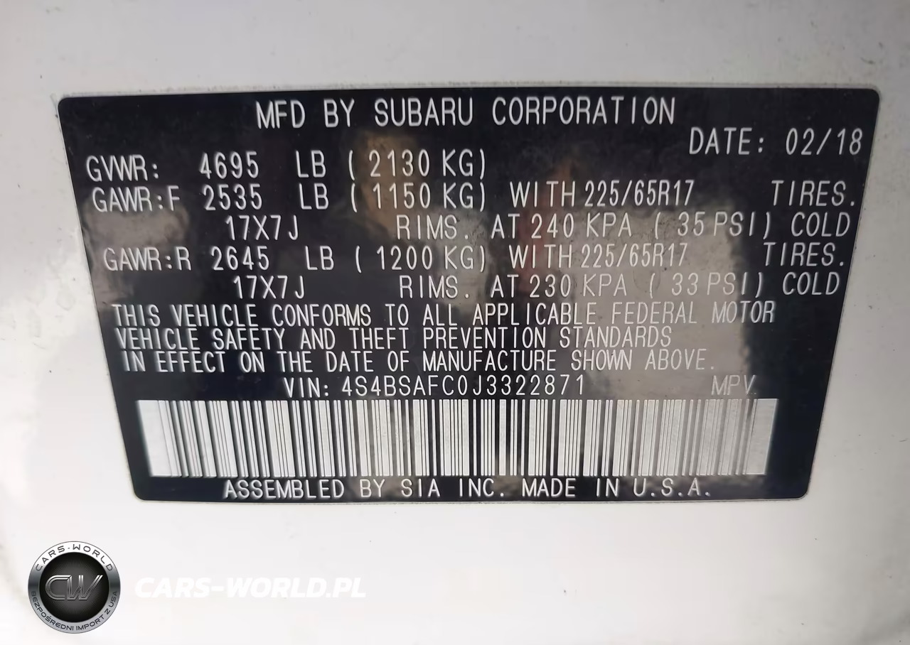 2018 Subaru Outback 2.5I Premium VIN:4S4BSAFC0J3322871 - 9