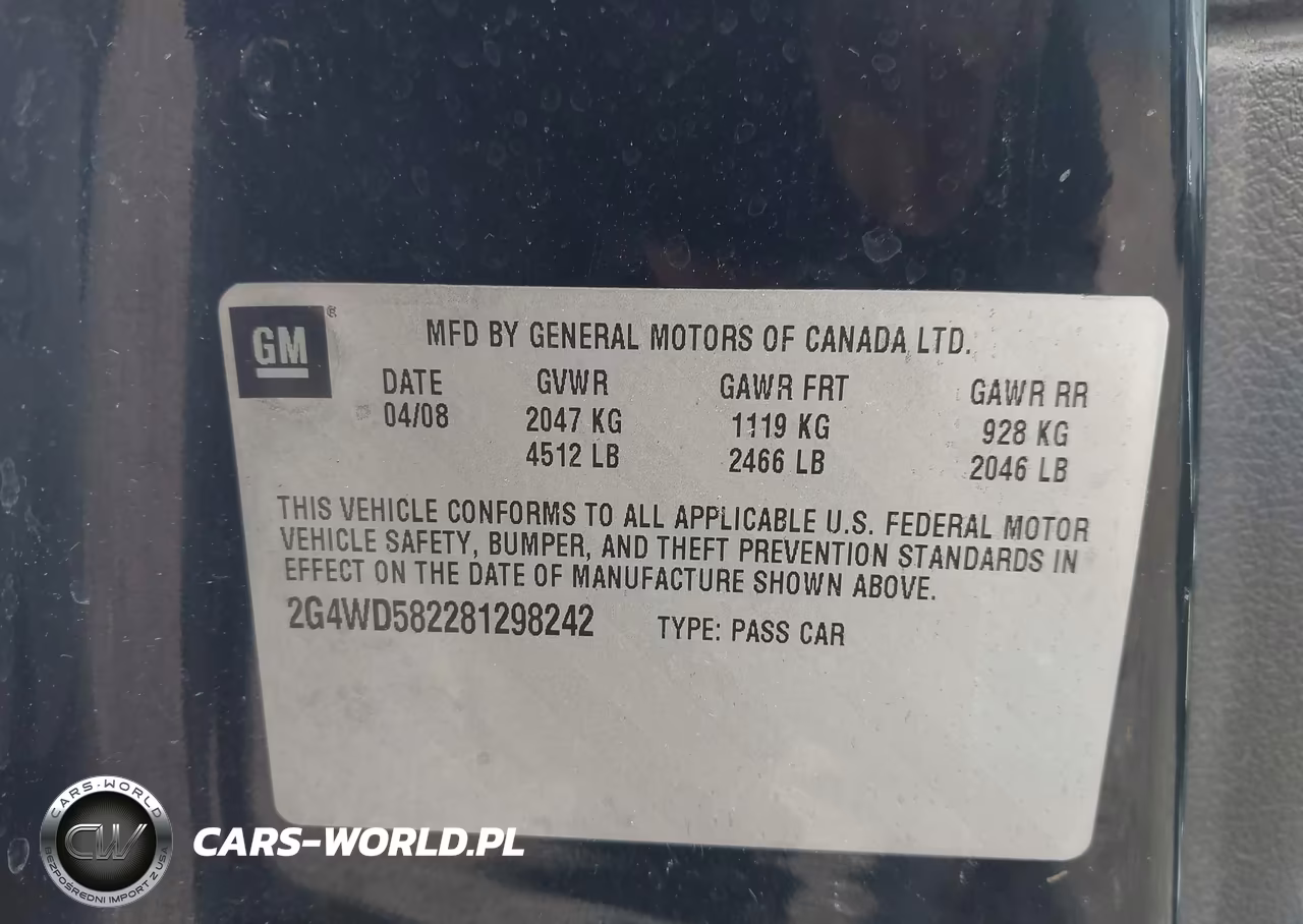 2008 Buick Lacrosse Cxl VIN:2G4WD582281298242 - 9