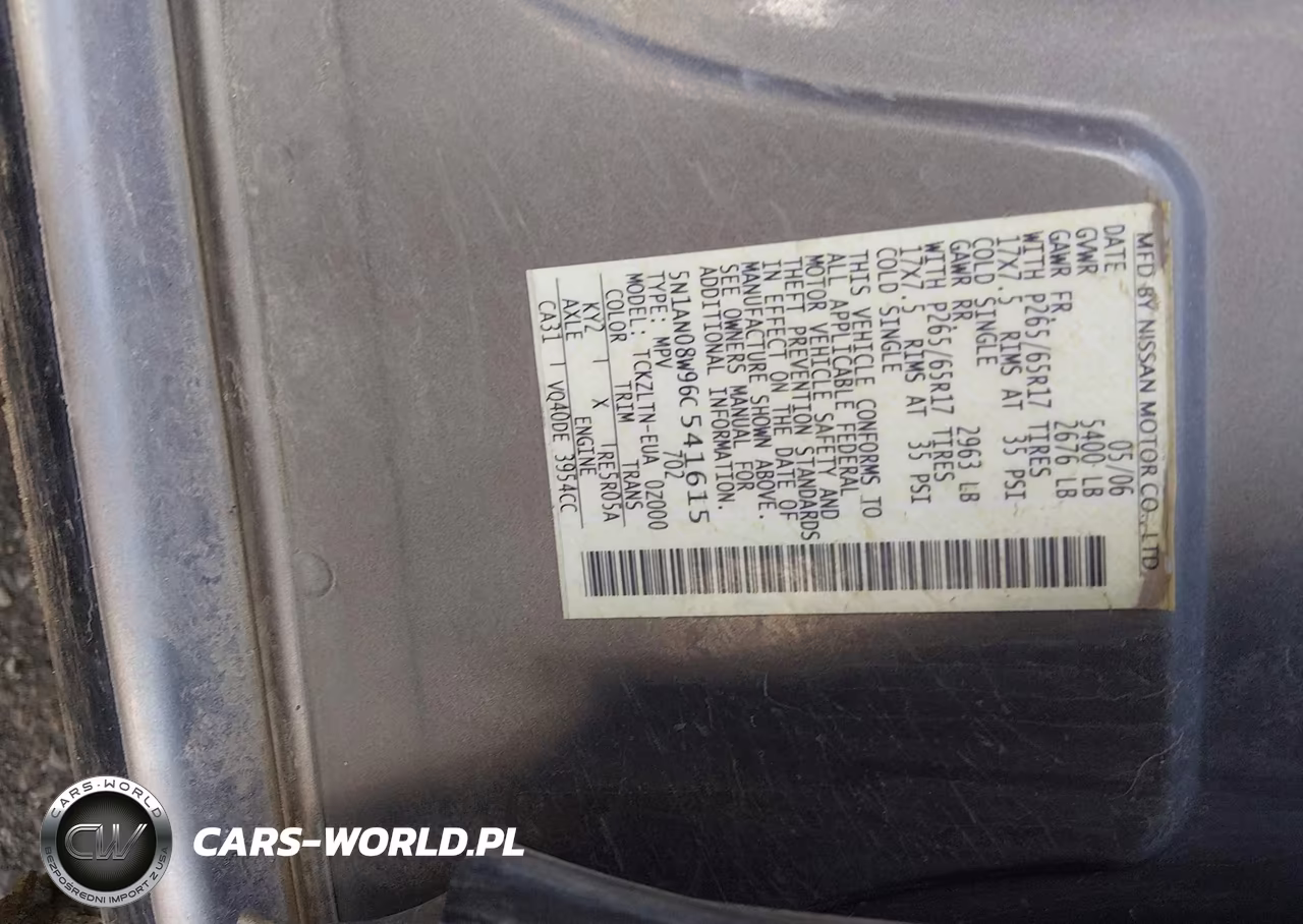 2006 Nissan Xterra Se VIN:5N1AN08W96C541615 - 9