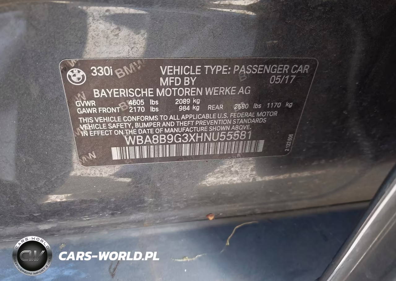 2017 BMW 330I VIN:WBA8B9G3XHNU55581 - 9