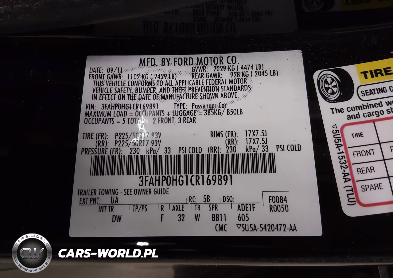 2012 Ford Fusion Se VIN:3FAHP0HG1CR169891 - 9