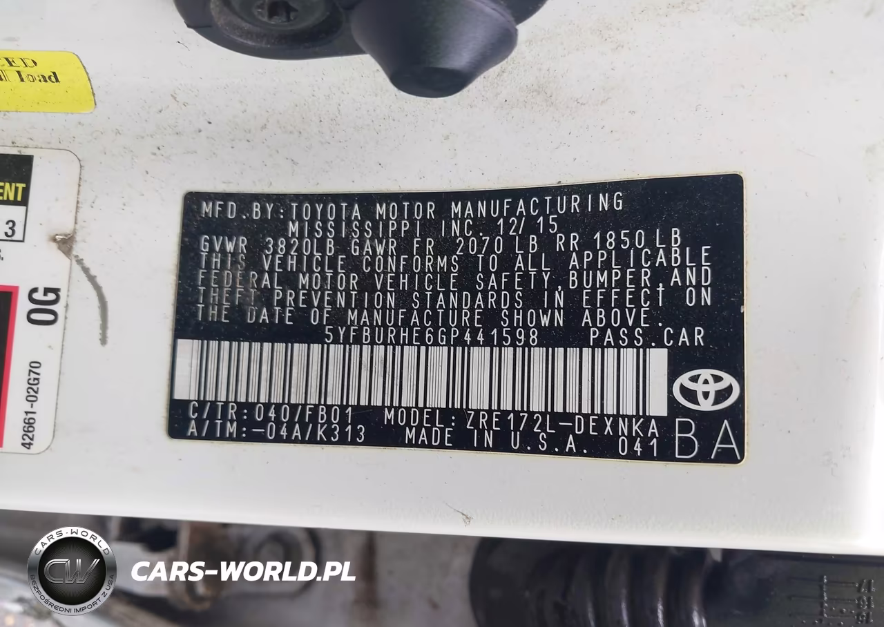 2016 Toyota Corolla Le VIN:5YFBURHE6GP441598 - 9