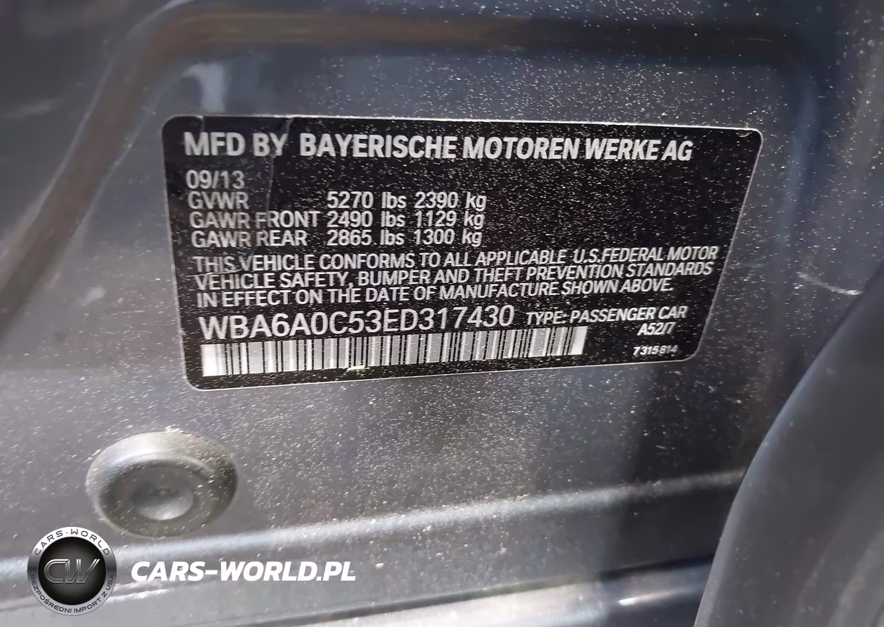 2014 BMW 640I Gran Coupe VIN:WBA6A0C53ED317430 - 9
