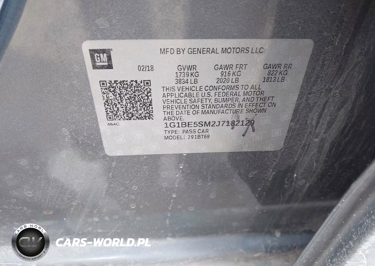 2018 Chevrolet Cruze Lt Auto VIN:1G1BE5SM2J7182129 - 9