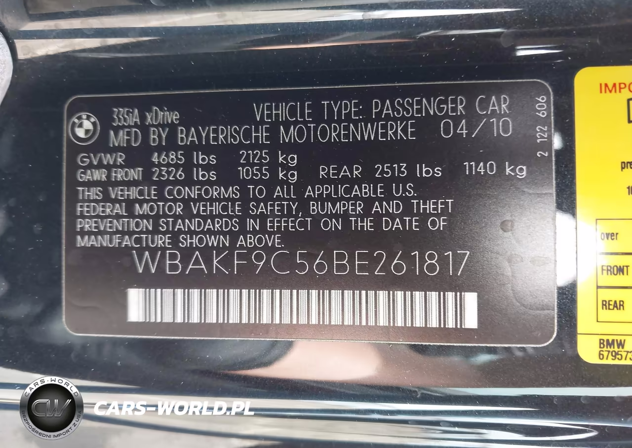 2011 BMW 335I xDrive VIN:WBAKF9C56BE261817 - 9