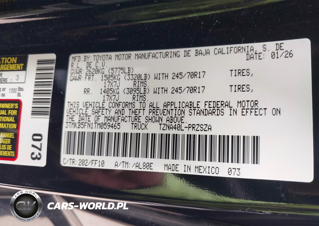 2026 Toyota Tacoma Sr5 VIN:3TMKB5FN1TM059465 - 9