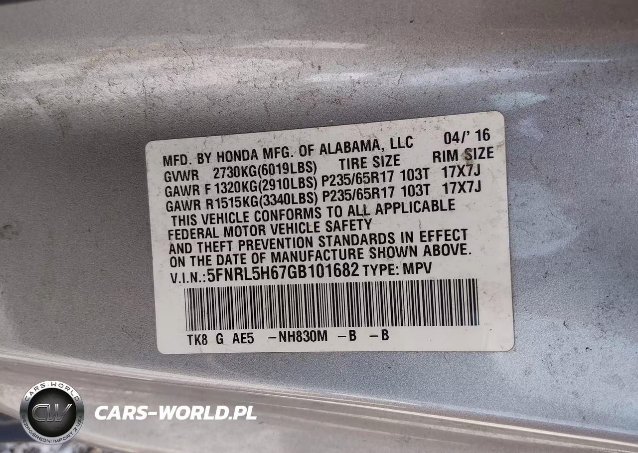 2016 Honda Odyssey Ex-L VIN:5FNRL5H67GB101682 - 9
