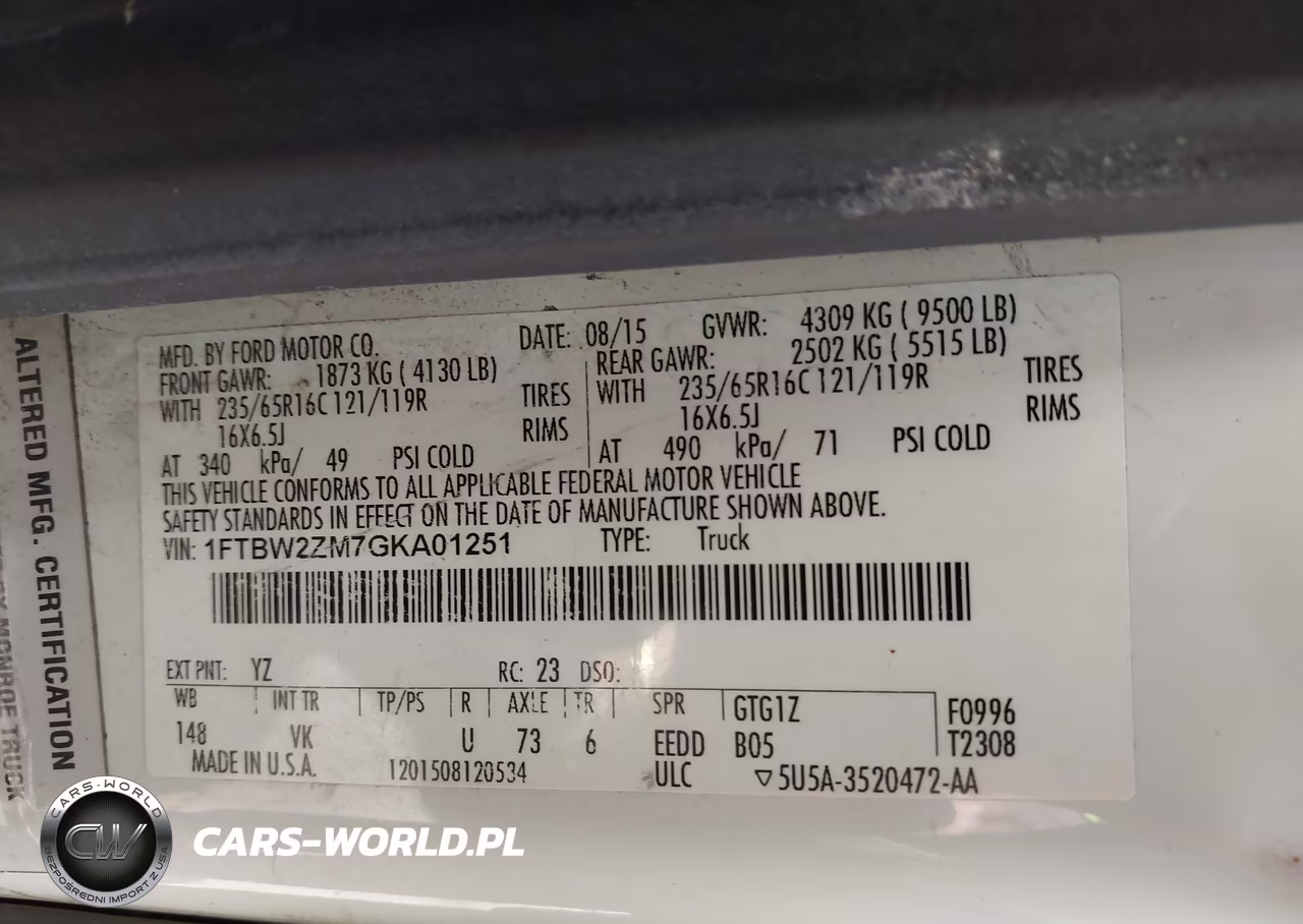 2016 Ford Transit-350 VIN:1FTBW2ZM7GKA01251 - 9