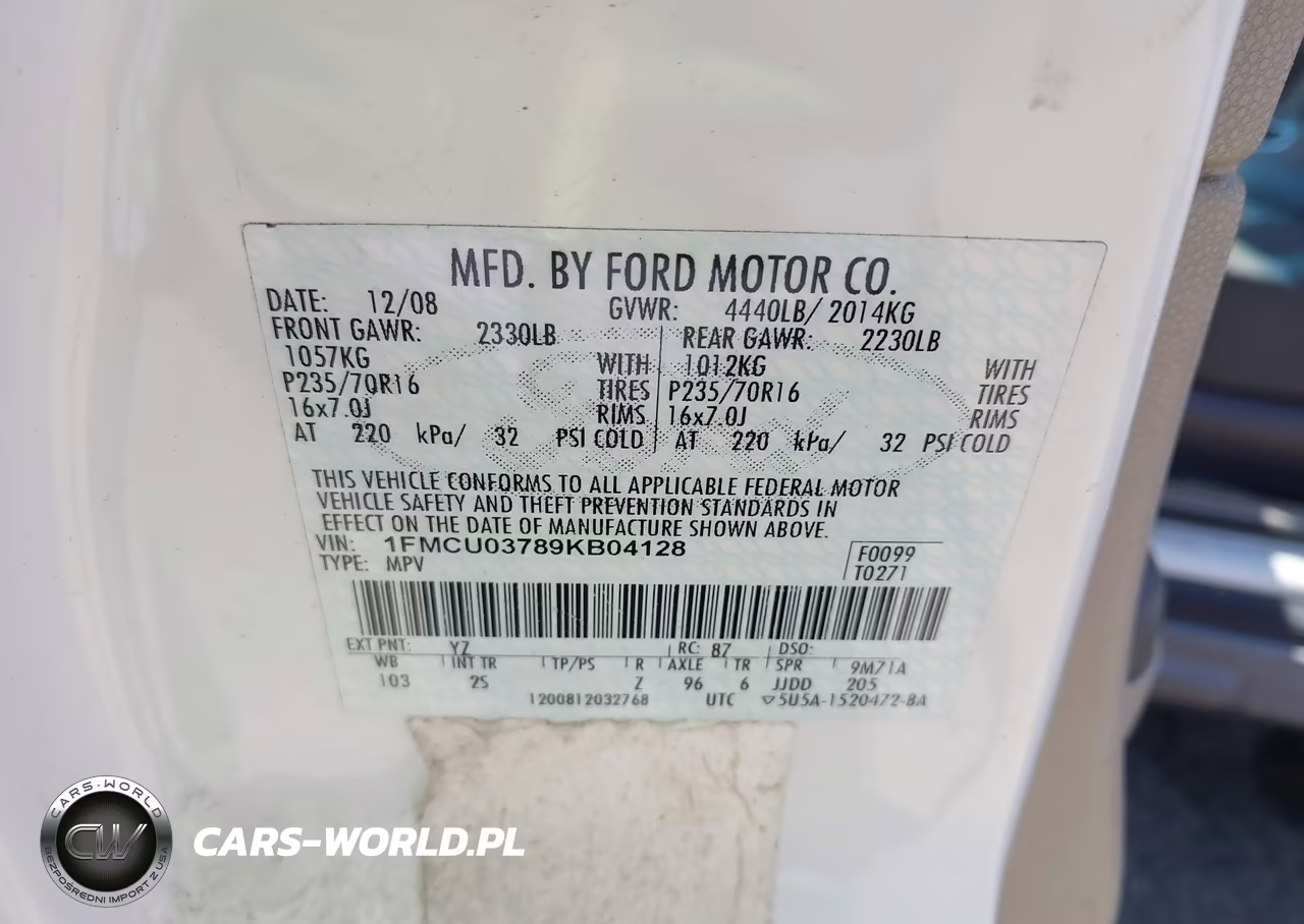 2009 Ford Escape Xlt VIN:1FMCU03789KB04128 - 9