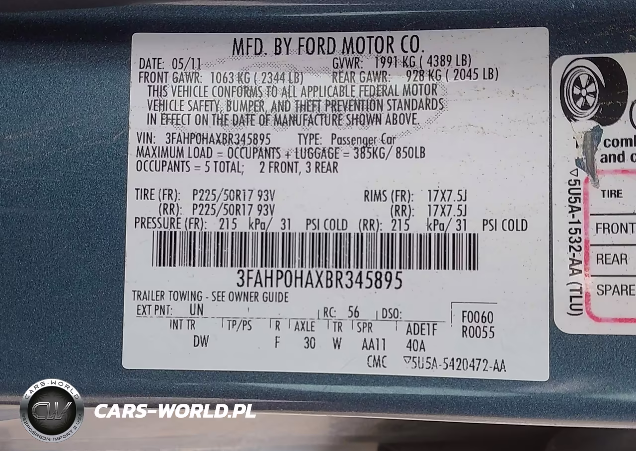 2011 Ford Fusion Se VIN:3FAHP0HAXBR345895 - 9