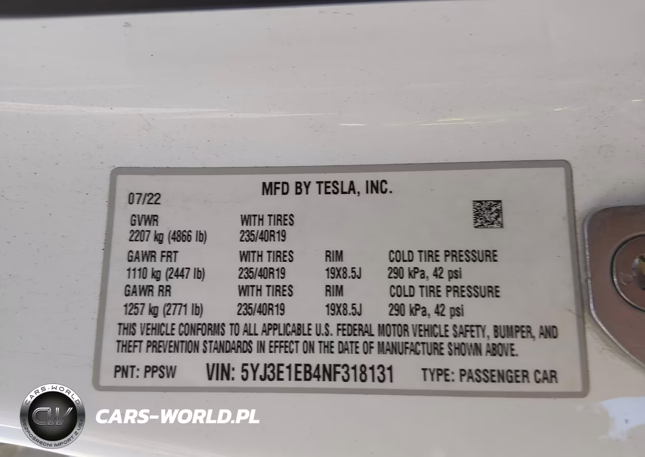 2022 Tesla Model 3 Long Range Dual Motor All-Wheel Drive VIN:5YJ3E1EB4NF318131 - 9