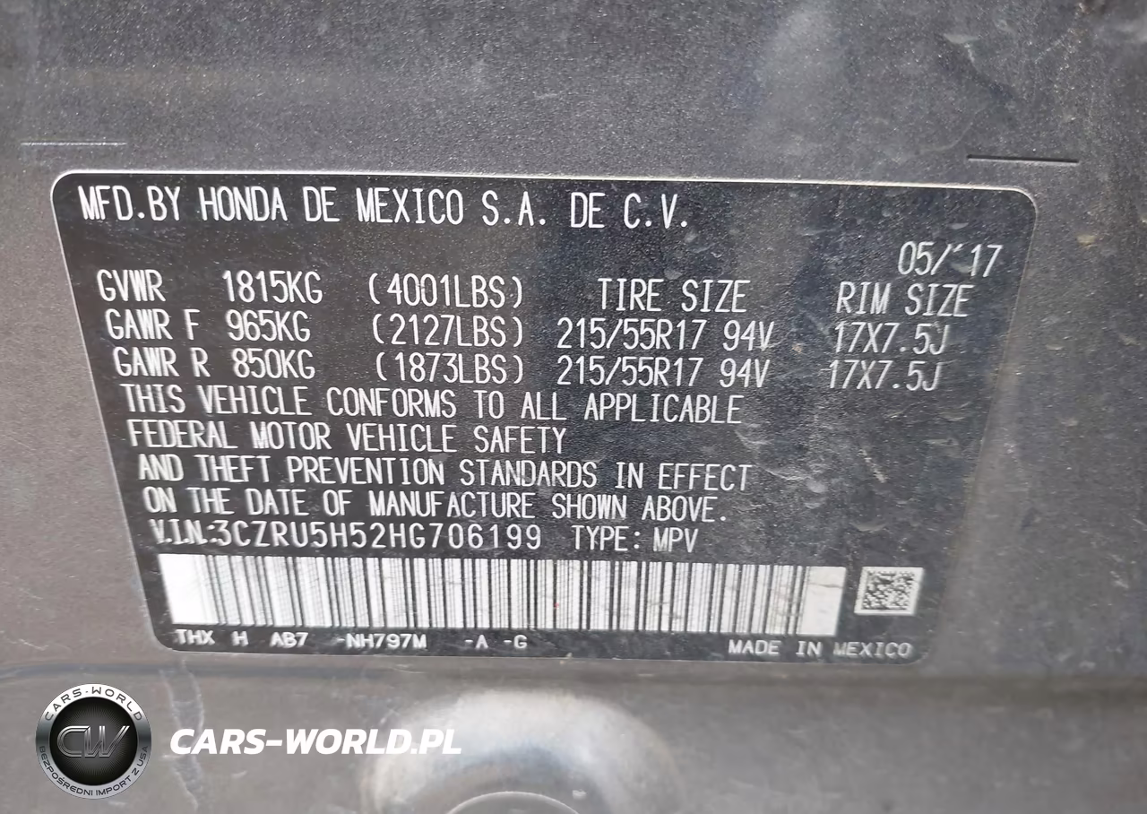 2017 Honda Hr-V Ex VIN:3CZRU5H52HG706199 - 9
