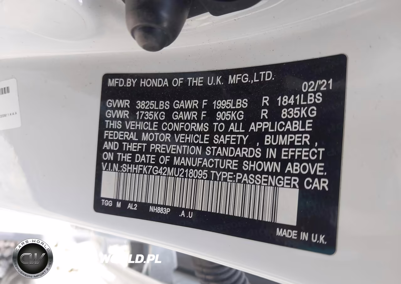 2021 Honda Civic Sport VIN:SHHFK7G42MU218095 - 9