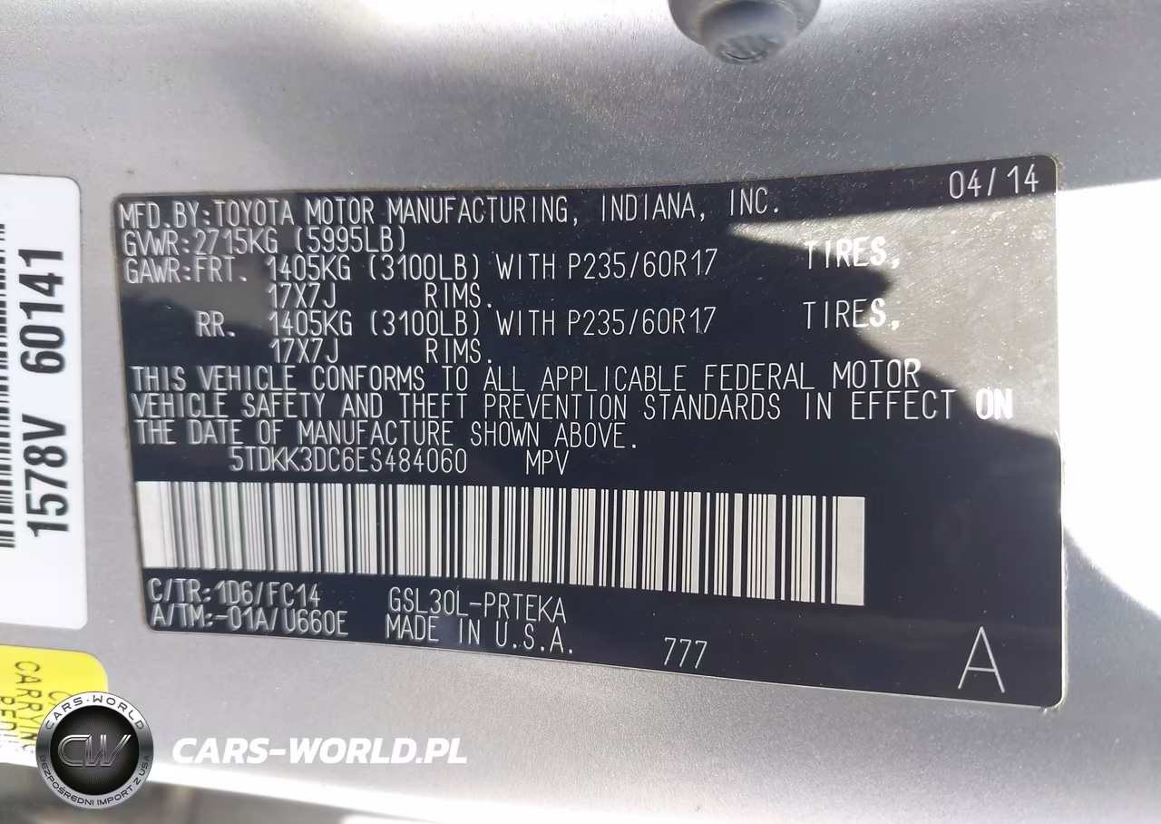 2014 Toyota Sienna Le V6 8 Passenger VIN:5TDKK3DC6ES484060 - 9