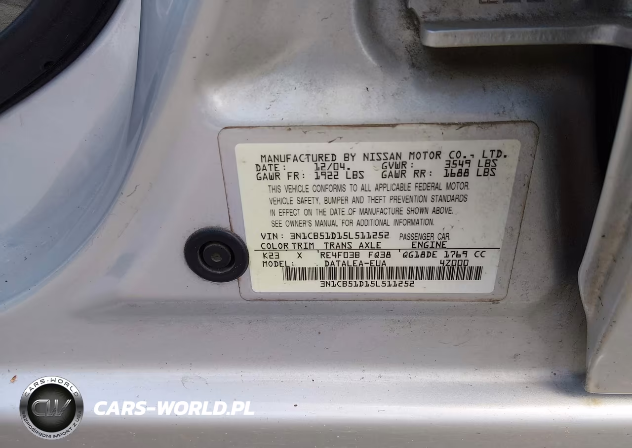 2005 Nissan Sentra 1.8S VIN:3N1CB51D15L511252 - 9