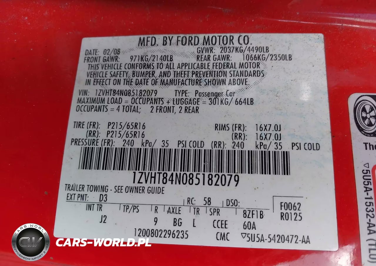 2008 Ford Mustang V6 Deluxe-V6 Premium VIN:1ZVHT84N085182079 - 9