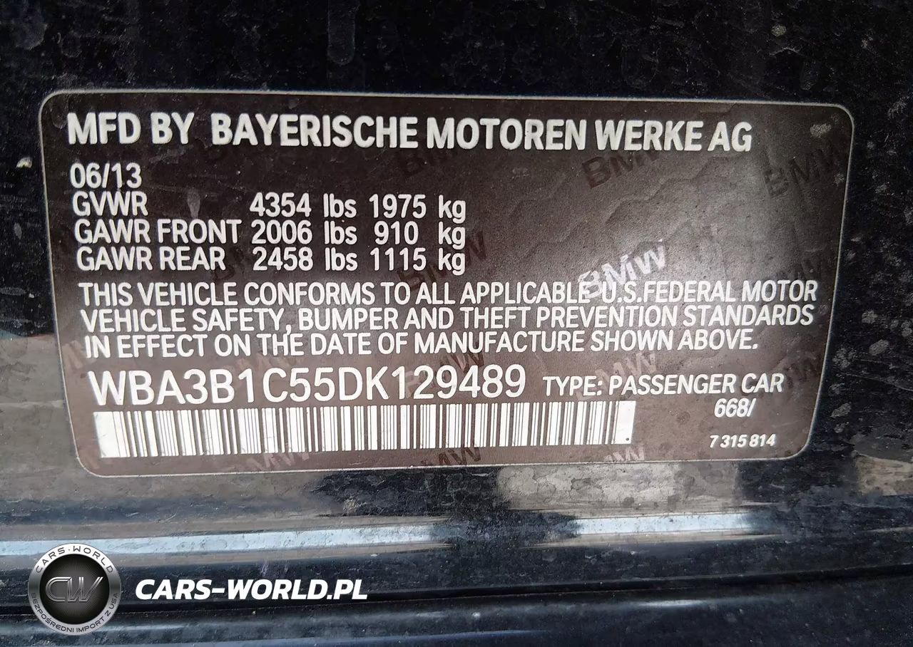2013 BMW 320I VIN:WBA3B1C55DK129489 - 9