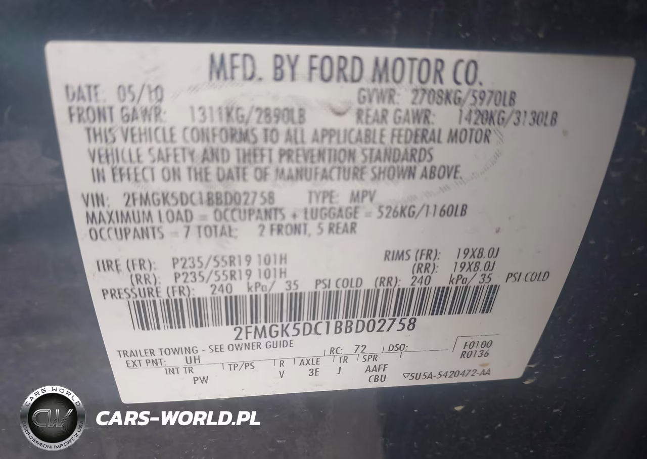 2011 Ford Flex Limited VIN:2FMGK5DC1BBD02758 - 9