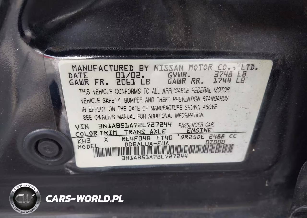2002 Nissan Sentra Se-R VIN:3N1AB51A72L727244 - 9
